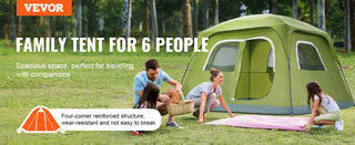 6 Person Outdoor Profession Fabric Tent Rainfly Waterproof Camping Tent Family Outdoor Instant Setup Tent with Carring Bag