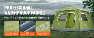 6 Person Outdoor Profession Fabric Tent Rainfly Waterproof Camping Tent Family Outdoor Instant Setup Tent with Carring Bag