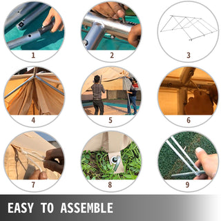 Canvas Wall Tent with PVC Storm Flap Large Canvas Wall Tent Waterproof Camping Canvas Tents With Stove Camping Steel Pipe