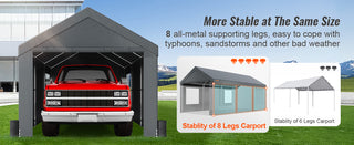 Outdoor Car Canopy Heavy Duty Car Waterproof Carport UV Resistant  Yard Car Tarp Garage Shelter with Removable Sidewalls