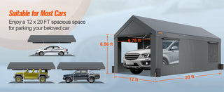 Outdoor Car Canopy Heavy Duty Car Waterproof Carport UV Resistant  Yard Car Tarp Garage Shelter with Removable Sidewalls