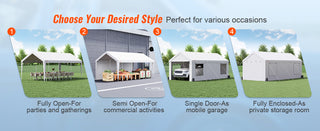 Carport 10x20ft/12x20ft Heavy Duty Car Canopy Waterproof Garage with Roll-up Ventilated Windows & Removable Sidewalls