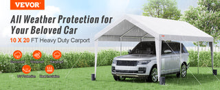 Carport 10x20ft Heavy Duty Car Canopy Garage with 8 Reinforced Poles and 4 Weight Bags UV Resistant Waterproof Tarp