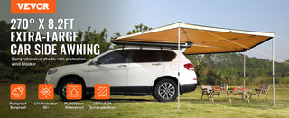 Vehicle Awning  Retractable Car Side Awning Car Awning with Waterproof Storage Bag  Suitable for Truck SUV Van Campers