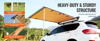 Car Side Awning 4.6"x6.6" Shade Coverage Vehicle Awning PU3000mm UV50+ Retractable Car Awning for Truck/SUV/Van/Campers