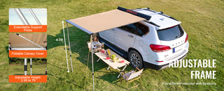 Car Side Awning 4.6"x6.6" Shade Coverage Vehicle Awning PU3000mm UV50+ Retractable Car Awning for Truck/SUV/Van/Campers