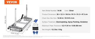 14"-36" Chainsaw Mill Sawmill Guide Bar Chain Saw Planking Mill with 0.2"-11.81" Cutting Thickness for Builders Woodworker