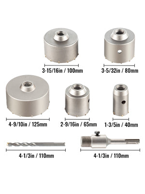 4 in 1 Concrete Hole Saw Kit 8/9PCS 30-100/40-125 mm SDS Plus or SDS Max Shank Cement Drill Bit Wall Hole Opener Tools Set