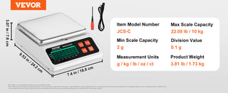 10kg x 0.1g Digital Counting Scale Electronic Laboratory Balance with LED Screen Table Top Scale for Industrial Weighing