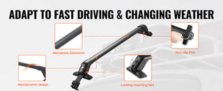 Universal 41.3" Aluminum Roof Rack Crossbars Fit Roof without Side Rail 155 lbs Load Capacity for SUVs Sedans and Vans