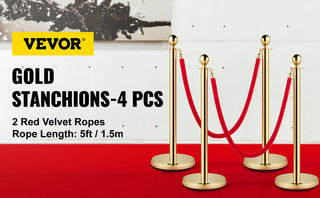 Crowd Control Stanchion Set Queue Red Velvet Rope Crowd Control Line Barriers Stable Gold Stanchion Set for Party Supplies