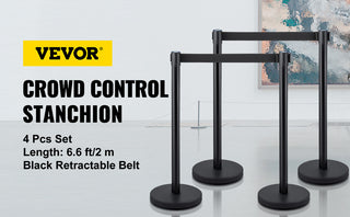 4Pcs Queue Security Posts Crowd Control Stanchion Barriers Stand Crowd Barrier With Adjustable Belt for Party Exhibition