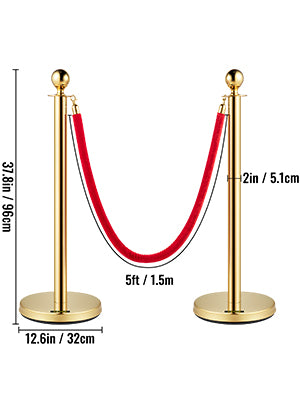 Crowd Control Stanchion Set Queue Red Velvet Rope Crowd Control Line Barriers Stable Gold Stanchion Set for Party Supplies