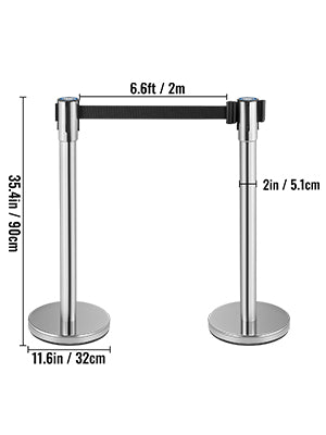 4-6Pcs Queue Security Posts Crowd Control Stanchion Barriers Stand Crowd Barrier With Adjustable Belt for Party Exhibition