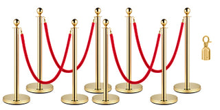 35.4 Inch Gold/Silver Crowd Control Stanchion Posts Queue Red/Black Velvet Rope Line Barriers with Stable Base for Stadium