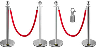 38Inch Gold Silver Stanchion Posts Queue Red Velvet Rope Crowd Control Line Barriers with Stable Base for Party Supplies