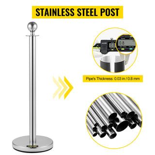 Stanchion Post with Velvet Ropes 6-Pack Crowd Control Stanchion with 3PCS 5FT Red Velvet Ropes for Events Museums Parties