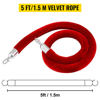 Stanchion Post with Velvet Ropes 6-Pack Crowd Control Stanchion with 3PCS 5FT Red Velvet Ropes for Events Museums Parties