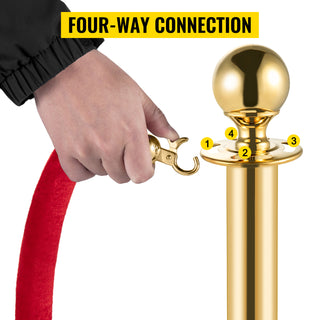 Crowd Control Stanchion Set Queue Red Velvet Rope Crowd Control Line Barriers Stable Gold Stanchion Set for Party Supplies