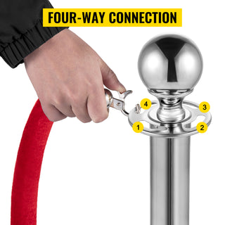 38Inch Gold Silver Stanchion Posts Queue Red Velvet Rope Crowd Control Line Barriers with Stable Base for Party Supplies