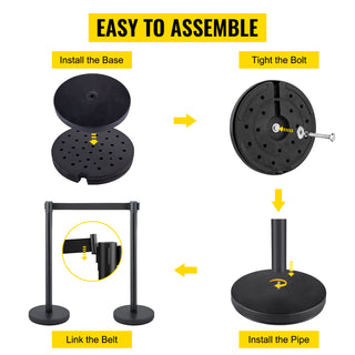 Crowd Control Stanchions 6-Pack with 3PCS 6.6 ft Retractable Belt Stanchion Posts Queue Pole for Crowd Control Barriers