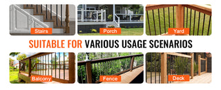 Staircase Metal Balusters,  Classic Hollow Deck Railing Satin Black Powder Coated for Porch