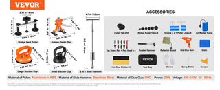 52/46/25/6 PCS Dent Removal Kit Paintless Dent Repair Kit with Slide Hammer for Auto Dent Removal Minor Dents Door Ding