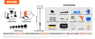 52/46/25/6 PCS Dent Removal Kit Paintless Dent Repair Kit with Slide Hammer for Auto Dent Removal Minor Dents Door Ding