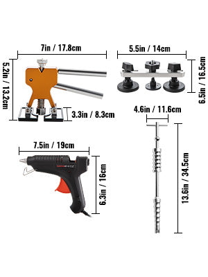 Paintless Dent Removal Rods Stainless Steel Rods Car Dent Repair Kit Glue Puller Kit for Auto Dent Removal Door Dings