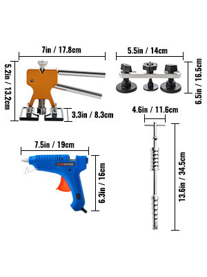 Paintless Dent Removal Rods Stainless Steel Rods Car Dent Repair Kit Glue Puller Kit for Auto Dent Removal Door Dings