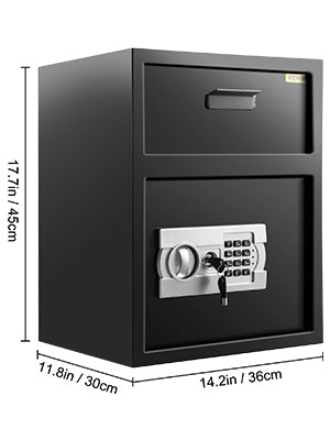 Electronic Safe Deposit Box With Drop Slot Secret Hidden Piggy Bank Security Digital Access Two Keys for Store Money Guns