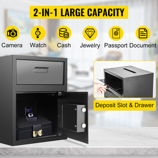 Electronic Safe Deposit Box With Drop Slot Secret Hidden Piggy Bank Security Digital Access Two Keys for Store Money Guns