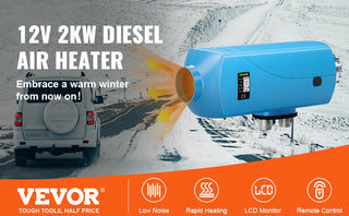 Diesel Heater 12V Muffler 2KW Diesel Air Heater, 5L Tank  with Blue LCD Switch & Remote Control for Bus Boat and Trailer