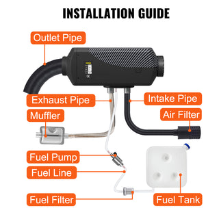 8KW Diesel Air Heater Muffler Diesel Heater 12V Remote Control Diesel Parking Heater with LCD Switch for Car Trucks Bus