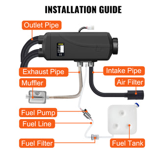 8KW Car Heater Diesel Air Heater 12V with LCD Monitor Silencer Fuel Tank for Boat Bus RV SUV Trailer Diesel Parking Heater