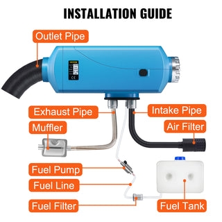 Diesel Heater 12V Muffler 2KW Diesel Air Heater, 5L Tank  with Blue LCD Switch & Remote Control for Bus Boat and Trailer