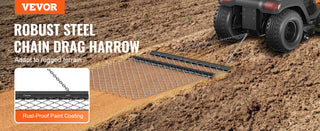 Drag Harrow 4' x 5' ATV Chain Harrow Q235 Steel UTV Tractor Attachments Field Drag Mat for Landscape Leveling or Prepping