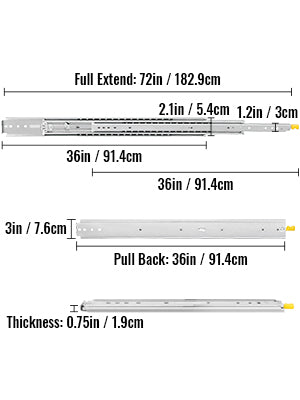 Drawer Slides with Lock Drawer Slide Building & Hardware Home & Garden 20"/36“/”60" Ball Bear 500 lbs Full Extension