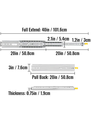 Drawer Slides with Lock Drawer Slide Building & Hardware Home & Garden 20"/36“/”60" Ball Bear 500 lbs Full Extension