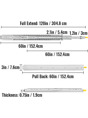 Drawer Slides with Lock Drawer Slide Building & Hardware Home & Garden 20"/36“/”60" Ball Bear 500 lbs Full Extension