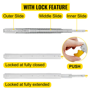 Drawer Slides with Lock Drawer Slide Building & Hardware Home & Garden 20"/36“/”60" Ball Bear 500 lbs Full Extension