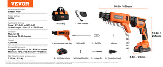 Drywall Screw Gun Auto-Feed 20V Max Collated Drywall Screwgun 4200RPM Brushless Cordless Drywall Gun Kit w/2 Battery Packs