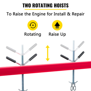 1100 Lbs Engine Transverse Bar Engine Hoist 2 Point Lift Holder Hoist Dual Hooks for Home Garages & Auto Repair Shop