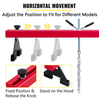 1100 Lbs Engine Transverse Bar Engine Hoist 2 Point Lift Holder Hoist Dual Hooks for Home Garages & Auto Repair Shop