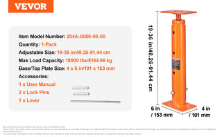 18000/11200lbs House Floor Jack Adjustable Telescoping Jack Support Beam Basement Jack Post Pole for Leveling Lift Support