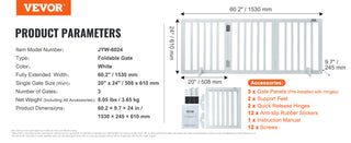 Free Standing Dog Gate Freestanding Pet Gate 3 Panels Foldable Dog Gate for Narrow Passageways Expandable Dog Barrier