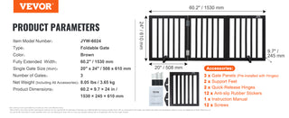 Free Standing Dog Gate Freestanding Pet Gate 3 Panels Foldable Dog Gate for Narrow Passageways Expandable Dog Barrier