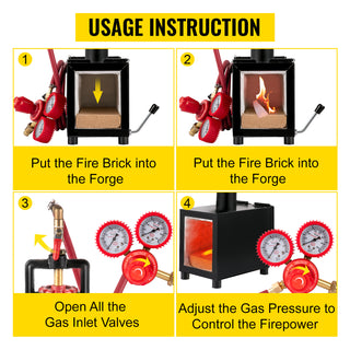 Gas Propane Forge Blacksmithing Furnace Portable Single Burner One Door Control 2300° F Temperature for Knife & Metal Tool