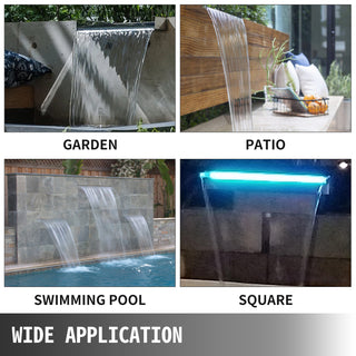 30-90CM Pool Fountain Waterfall W/ LED Light Water Pipe Acrylic Fountain Pond Garden Swimming Pool Water Fountain Decor