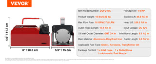 Diesel Fuel Transfer Pump Kit 10GPM 12V DC Portable Electric Self-Priming Fuel Transfer Extractor Applicable for Refueling